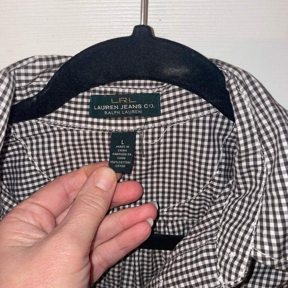 Ralph Lauren Womens Black & White Plaid Button Down Large - Picture 2 of 3